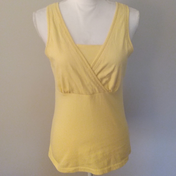 4/$20 Basic Edition Yellow Top with Lace Trim Design - Picture 1 of 10